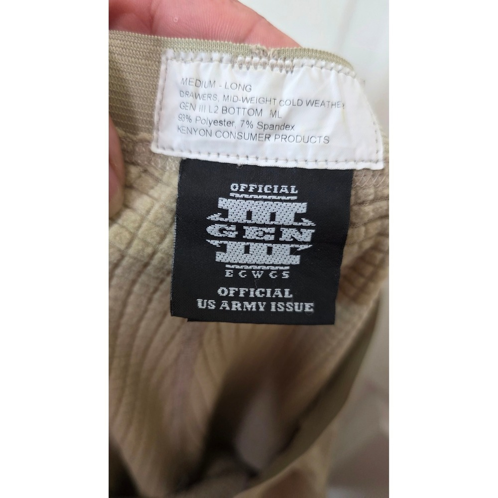 US Army ECWCS Gen III L2 Polartec Grid Fleece Thermal Pants Mens ML‎ Tan Kenyon - Picture 6 of 7